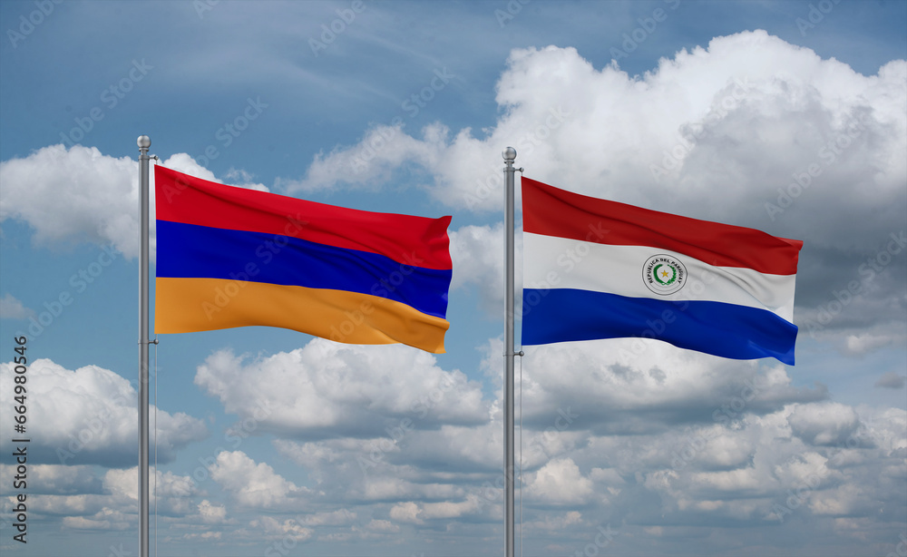 Paraguay and Armenia flags, country relationship concept Paraguay and Armenia flags, country relationship concept