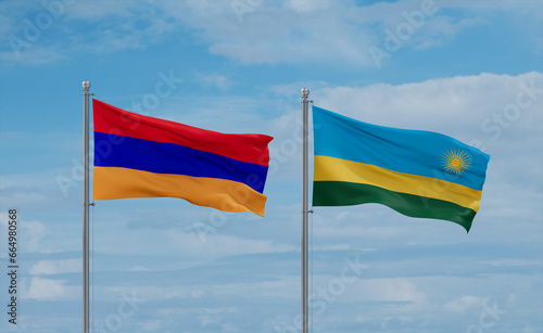 Rwanda and Armenia flags, country relationship concept