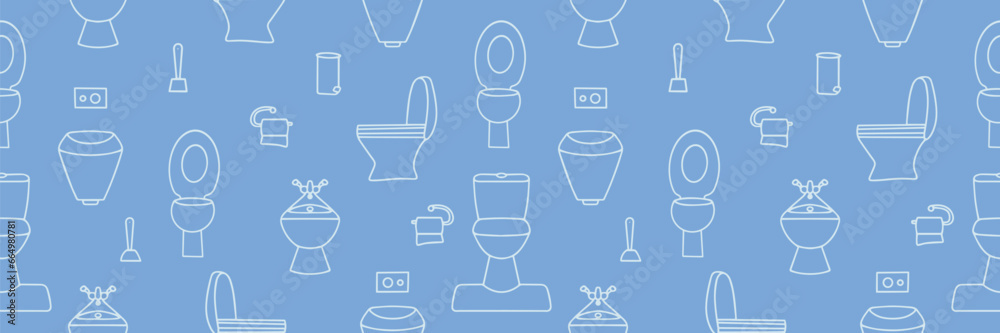 Seamless vector pattern of toilets and toilet paper. Toilet seamless pattern. Vector illustration Seamless vector pattern of toilets and toilet paper. Toilet seamless pattern. Vector illustration