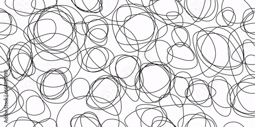 Seamless doodle pattern. Children's doodles, repeating and rounded. For print, background, wallpaper, seamless surface, pillows, notebooks.