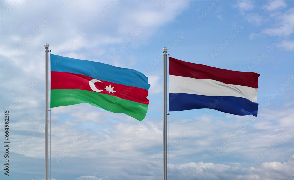 Netherlands and Azerbaijan flags, country relationship concept Netherlands and Azerbaijan flags, country relationship concept