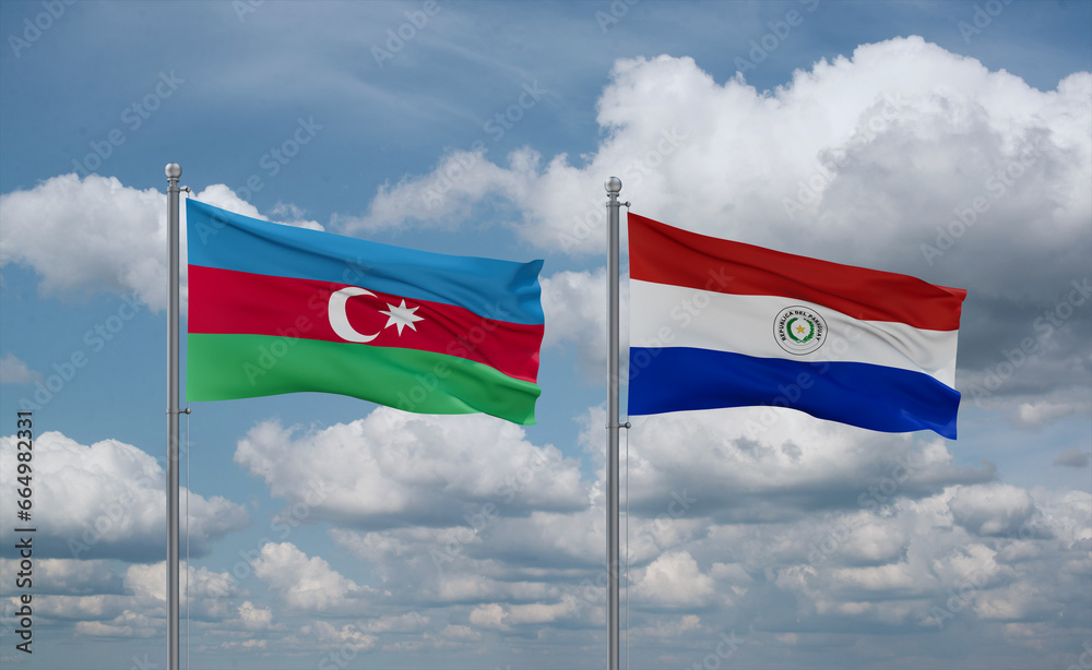 Paraguay and Azerbaijan flags, country relationship concept Paraguay and Azerbaijan flags, country relationship concept