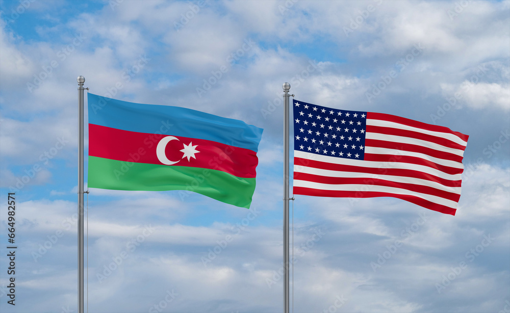USA and Azerbaijan flags, country relationship concepts USA and Azerbaijan flags, country relationship concepts