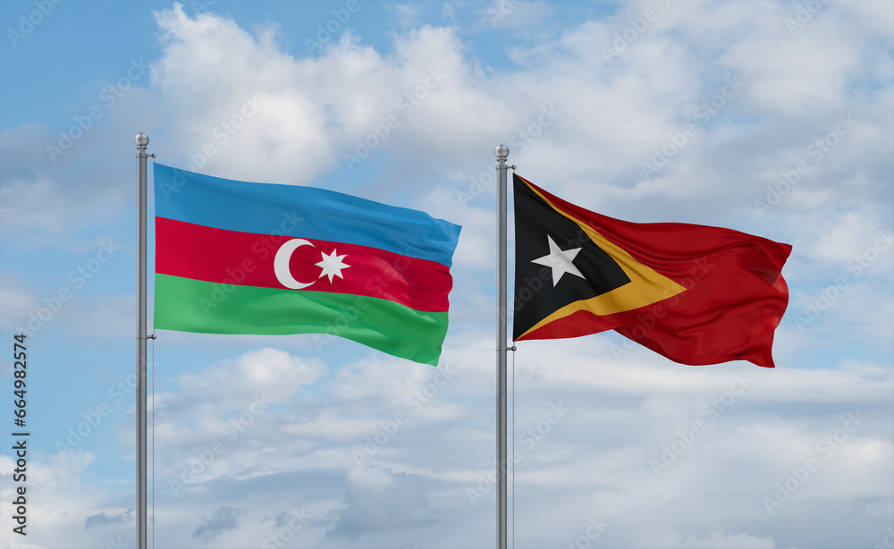East Timor and Azerbaijan flags, country relationship concept East Timor and Azerbaijan flags, country relationship concept