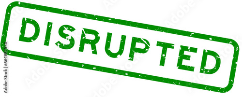 Grunge green disrupted word rubber seal stamp on white background