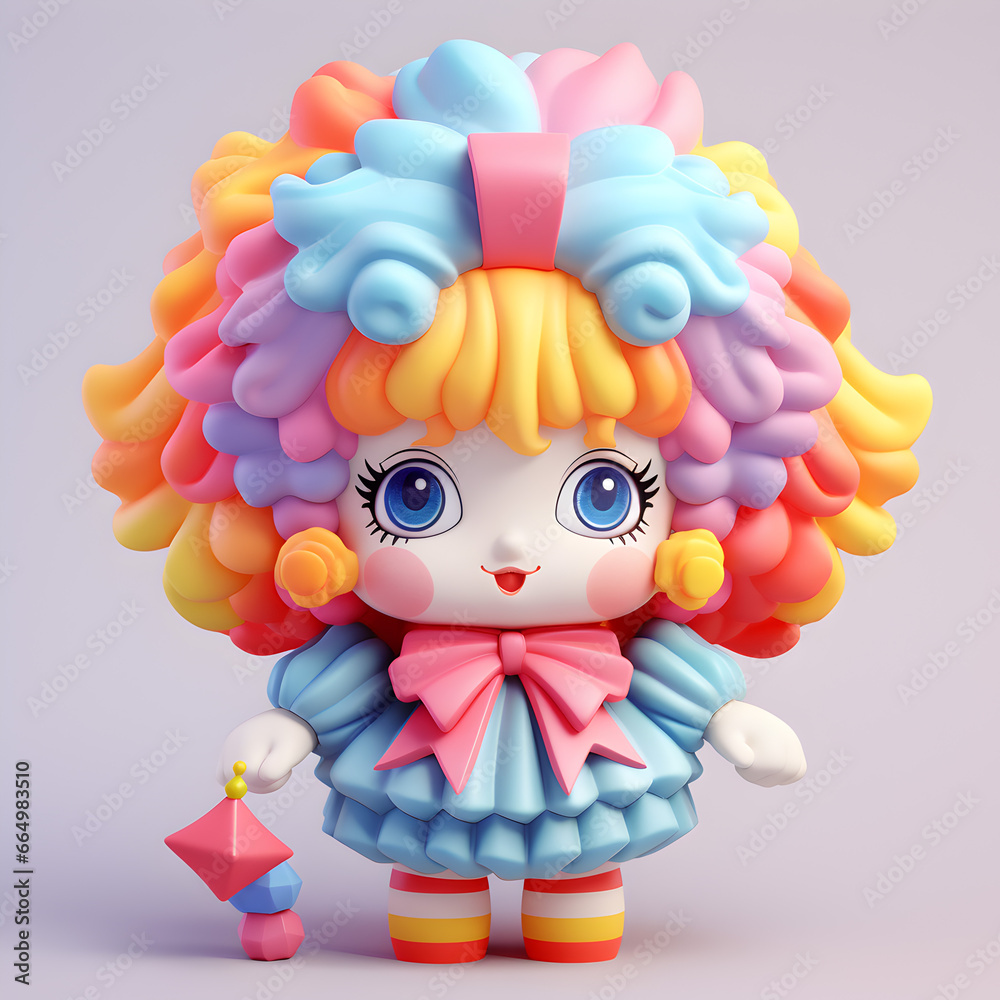 Colorful clown 3d pastel isolated Colorful clown 3d pastel isolated