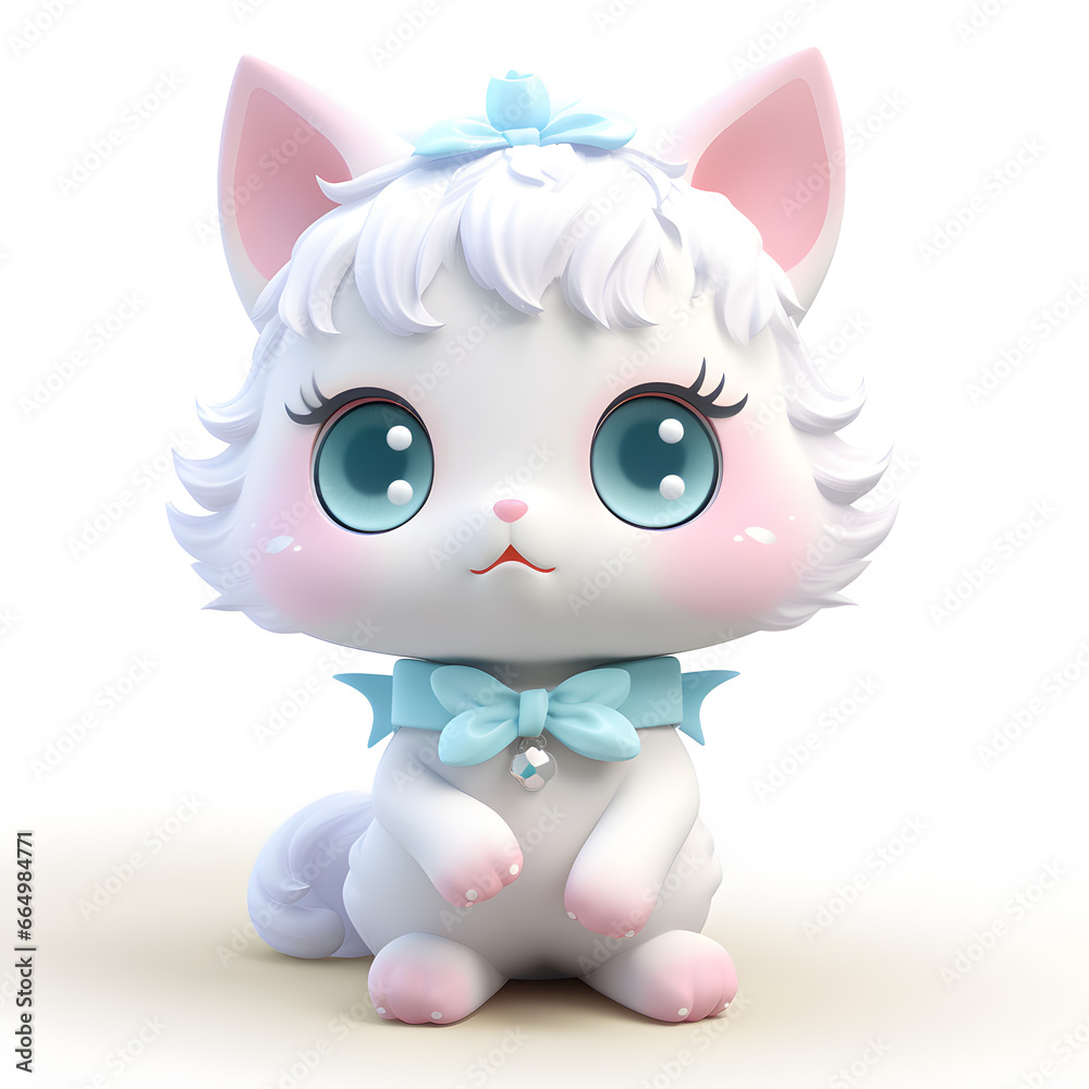Cute cat pastel 3d isolated on white Cute cat pastel 3d isolated on white