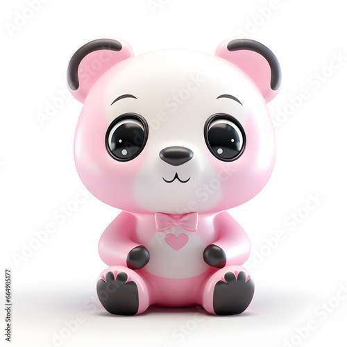 Cute panda pastel 3d isolated on white