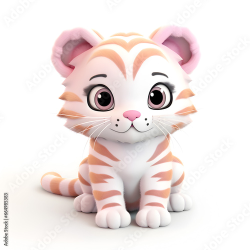 Cute tiger 3d isolated on white