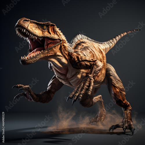 T-Rex dinosaur 3d isolated on dark