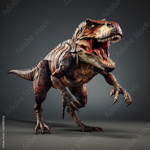 T-Rex dinosaur 3d isolated on dark