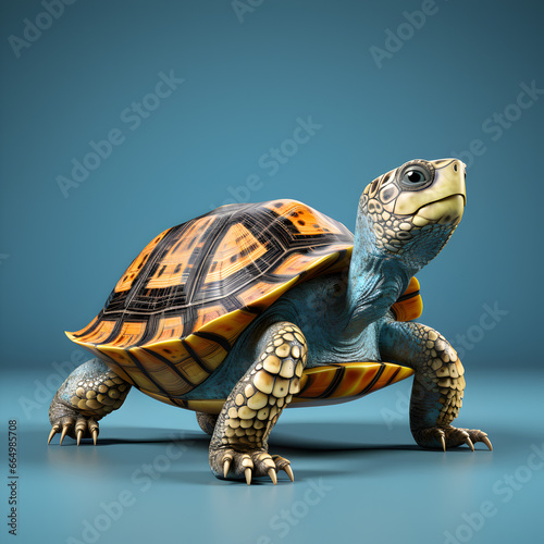 Turtle 3d with isolated background