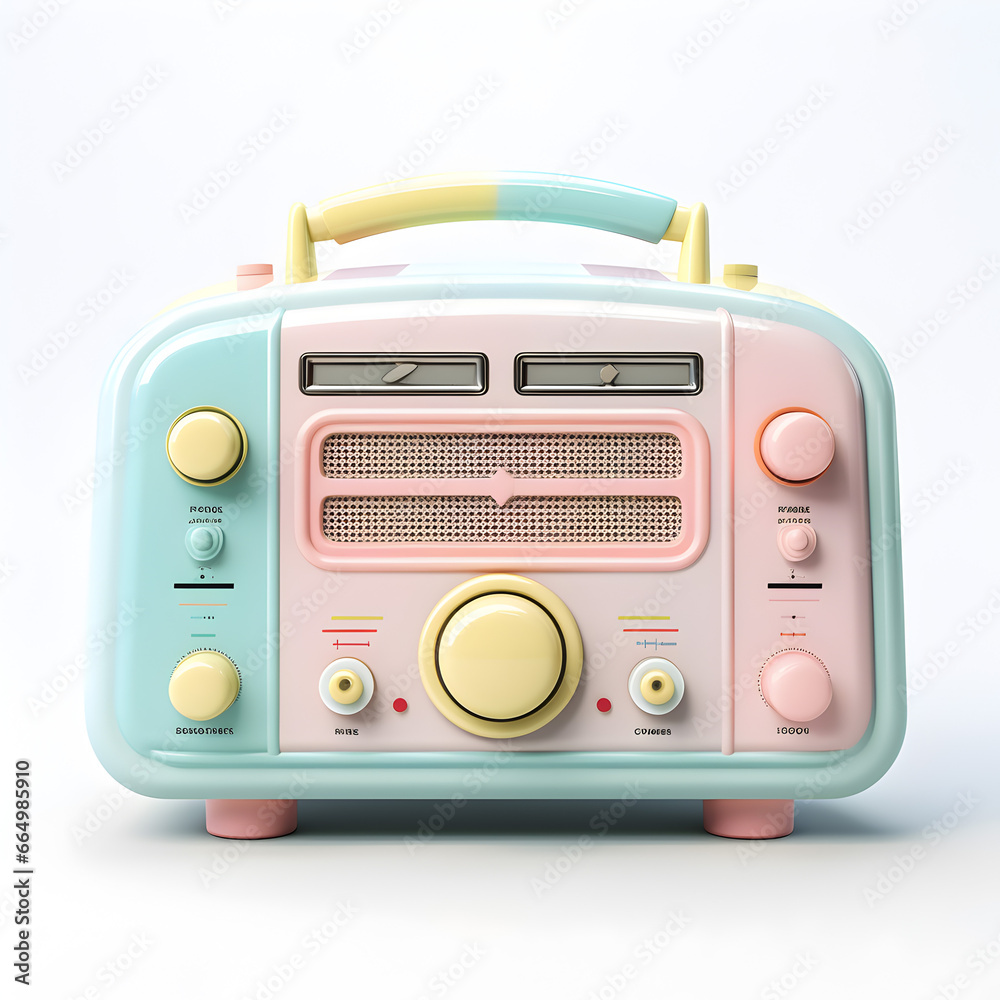 Colorful pastel 3d of a radio isolated on white Colorful pastel 3d of a radio isolated on white