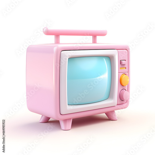 Pastel kawaii of television isolated on white