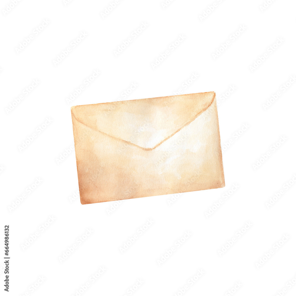 Watercolor painting of Old envelope. Watercolor painting of Old envelope.