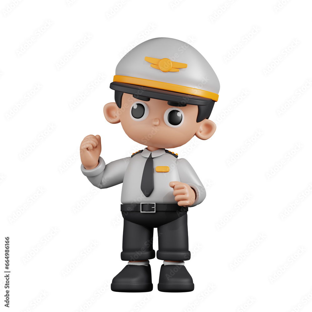 3d Character Pilot Congratulation Pose. 3d render isolated on transparent backdrop. 3d Character Pilot Congratulation Pose. 3d render isolated on transparent backdrop.