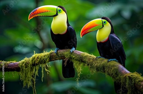 Toucan sitting on the branch in the forest. © MdMohammod