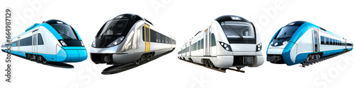 Electric train on white background