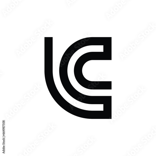 modern line monogram LC L C letters initial based logo design