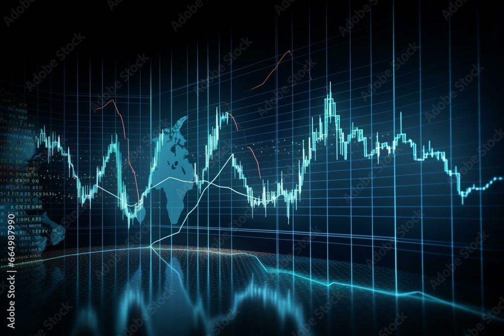 Graphic representation of stock market or forex trading graph. Generative AI