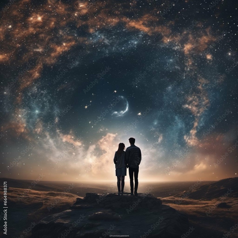 two people in love and the sky