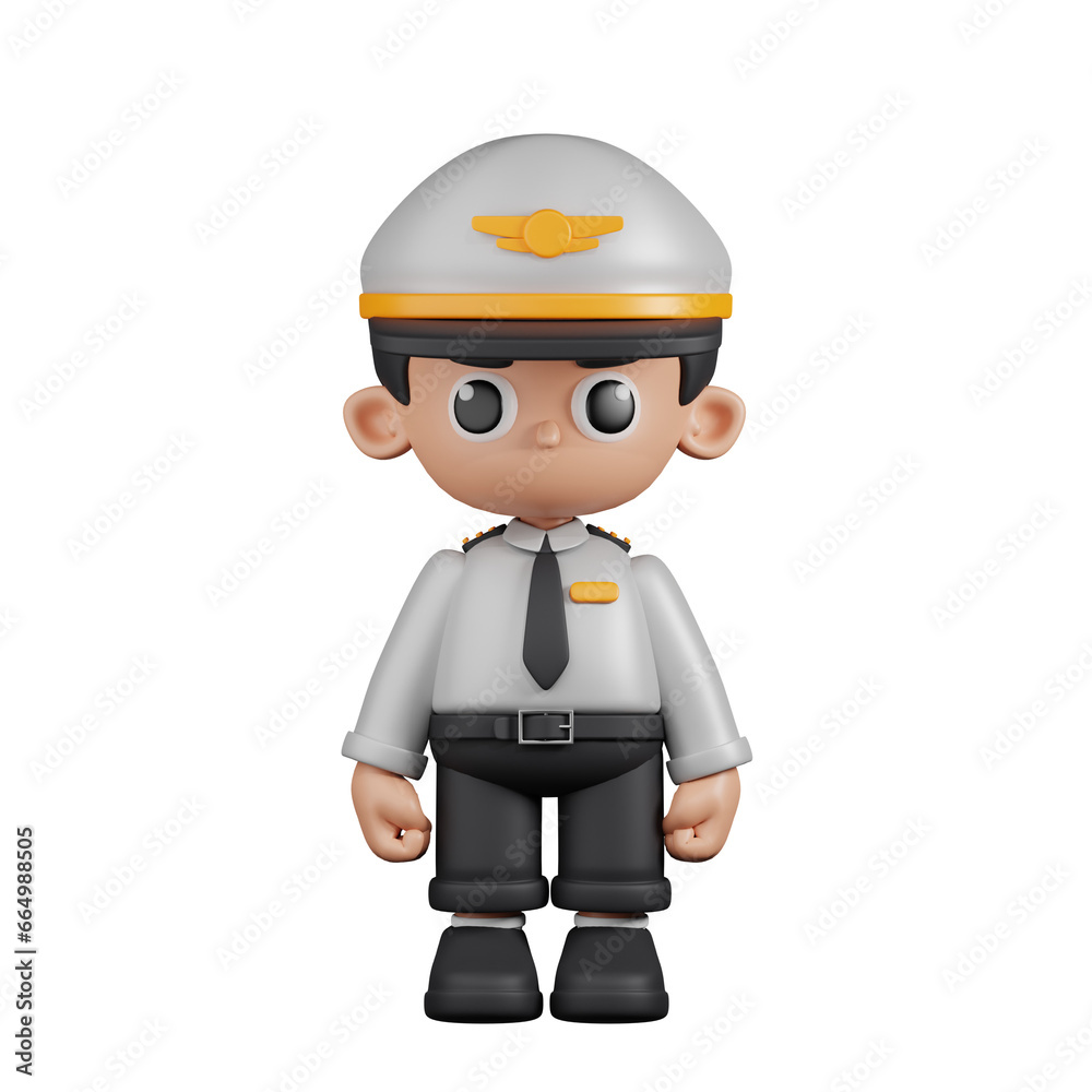 3d Character Pilot Standing Pose. 3d render isolated on transparent backdrop. 3d Character Pilot Standing Pose. 3d render isolated on transparent backdrop.
