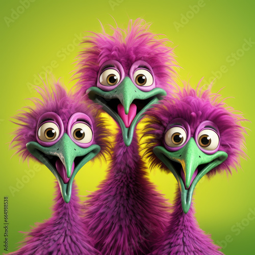 Cute little cartoon emus