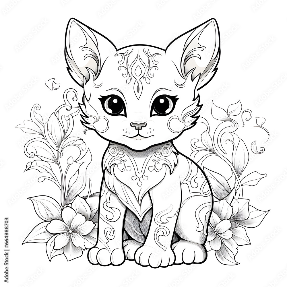 A cat illustration for coloring book