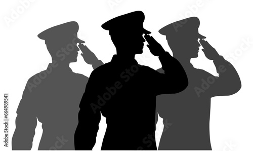 Salute soldier, silhouette of saluting army soldier, saluting male army soldier
