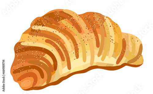 Croissant. Sweet flour product. Vector isolated illustration.