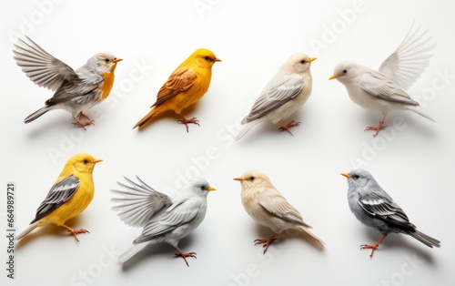 Set of collection bird isolated on white background