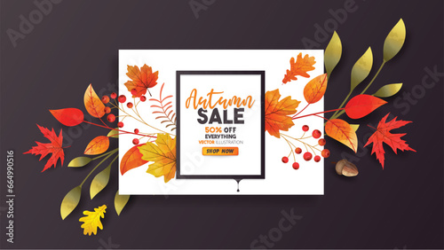 Autumn Sale background. Vector illustration.