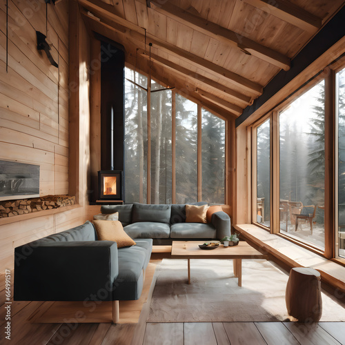 modern living room with fireplace