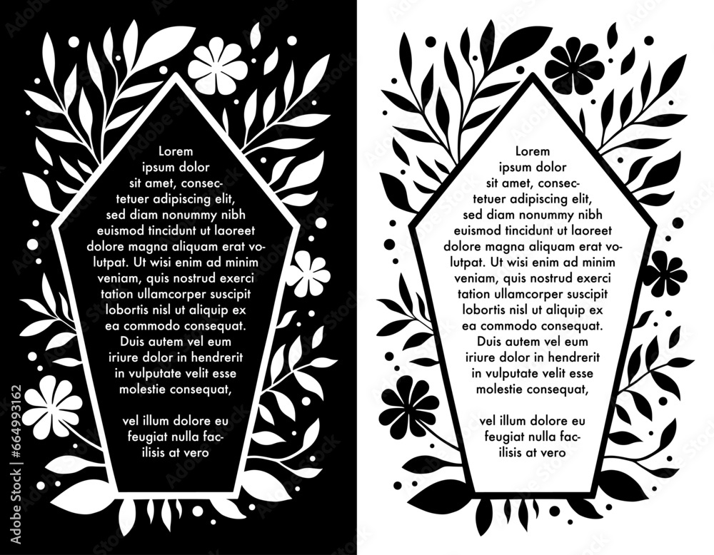 Floral Coffin Frame With Text Space Modern Gothic Card Template For floral-coffin-frame-with-text-space-modern-gothic-card-template-for