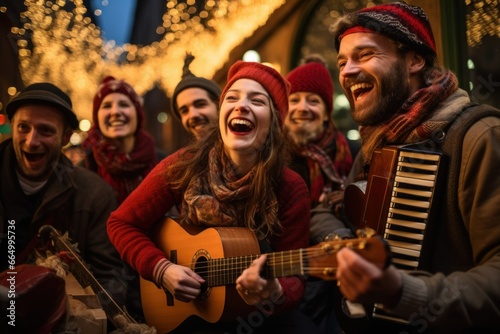 Jolly Vibes: Street Performers and Carolers at Christmas Market
