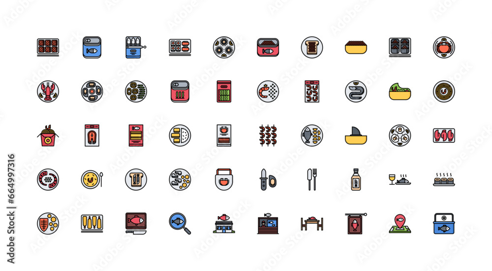 seafood icon set