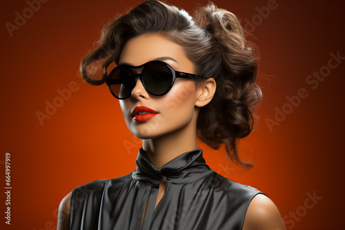 Wallpaper Mural Fashion-forward photograph of a lady with premium sunglasses, showcasing the allure of luxury eyewear design, Copy space for a product, luxury, premium Torontodigital.ca