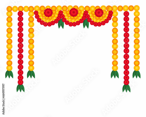 Flower garland decoration toran for door entrance Happy Diwali Dhanteras Holiday background