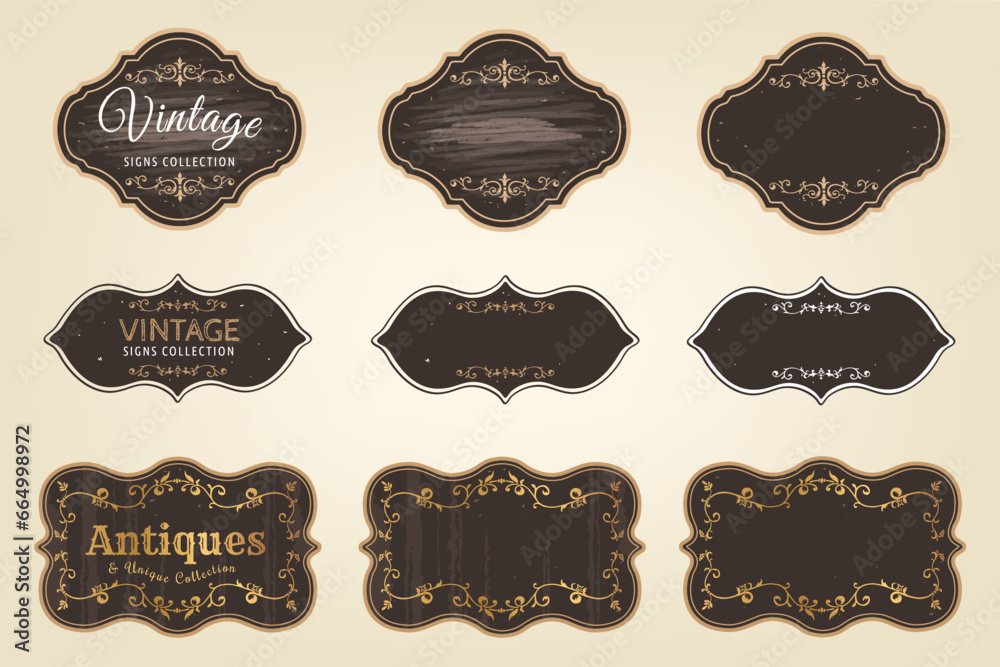 Vintage signs collection. Vector Illustration. 
