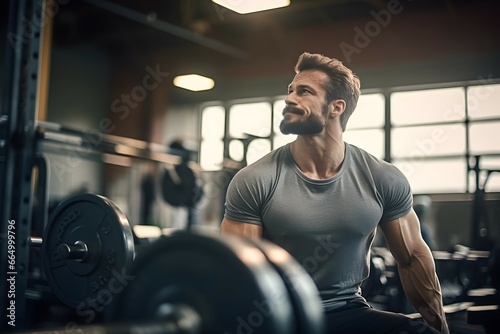 man taking a break in the gym