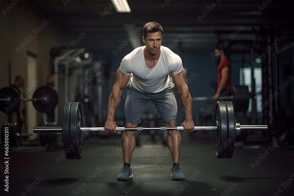 man weight lifting with barbell in gym man weight lifting with barbell in gym