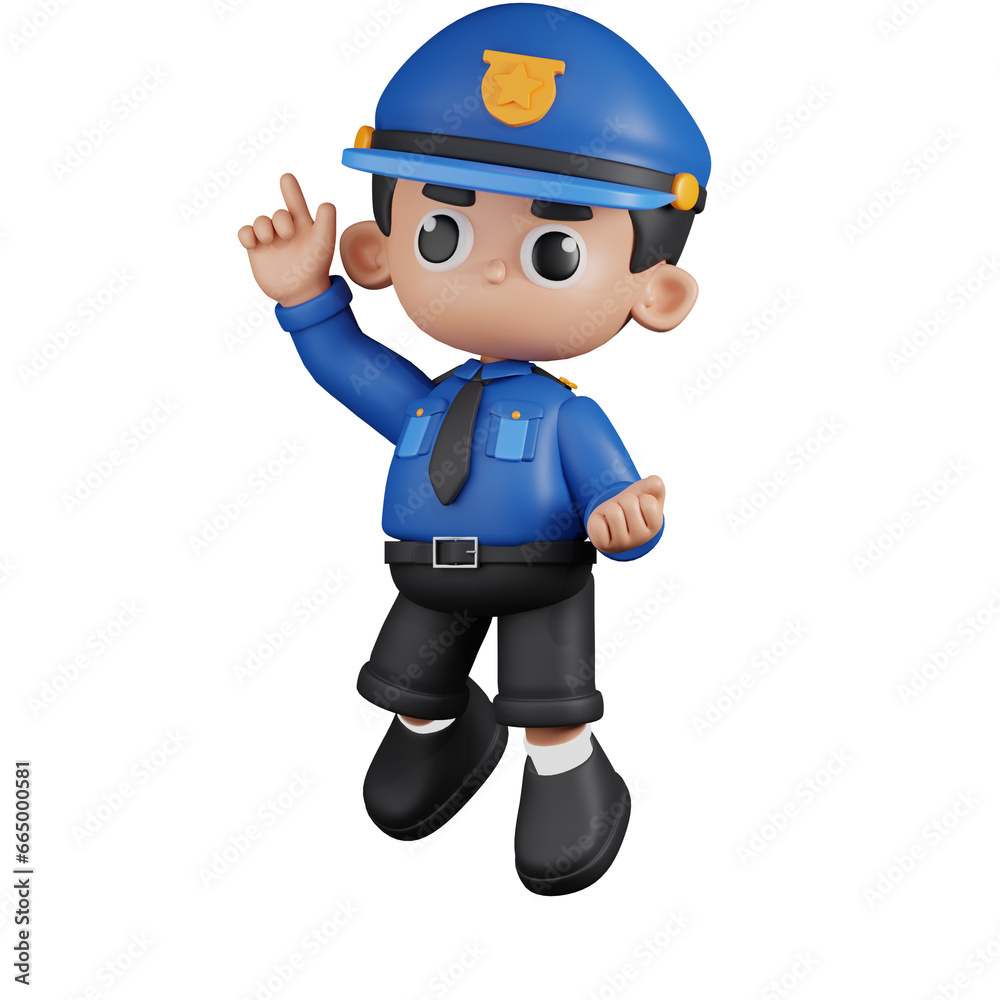 3d Character Policeman Happy Jumping Poses. 3d render isolated on transparent backdrop. 3d Character Policeman Happy Jumping Poses. 3d render isolated on transparent backdrop.
