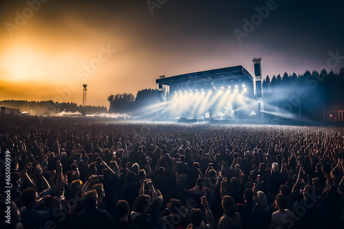 crowd of people dancing at concert 