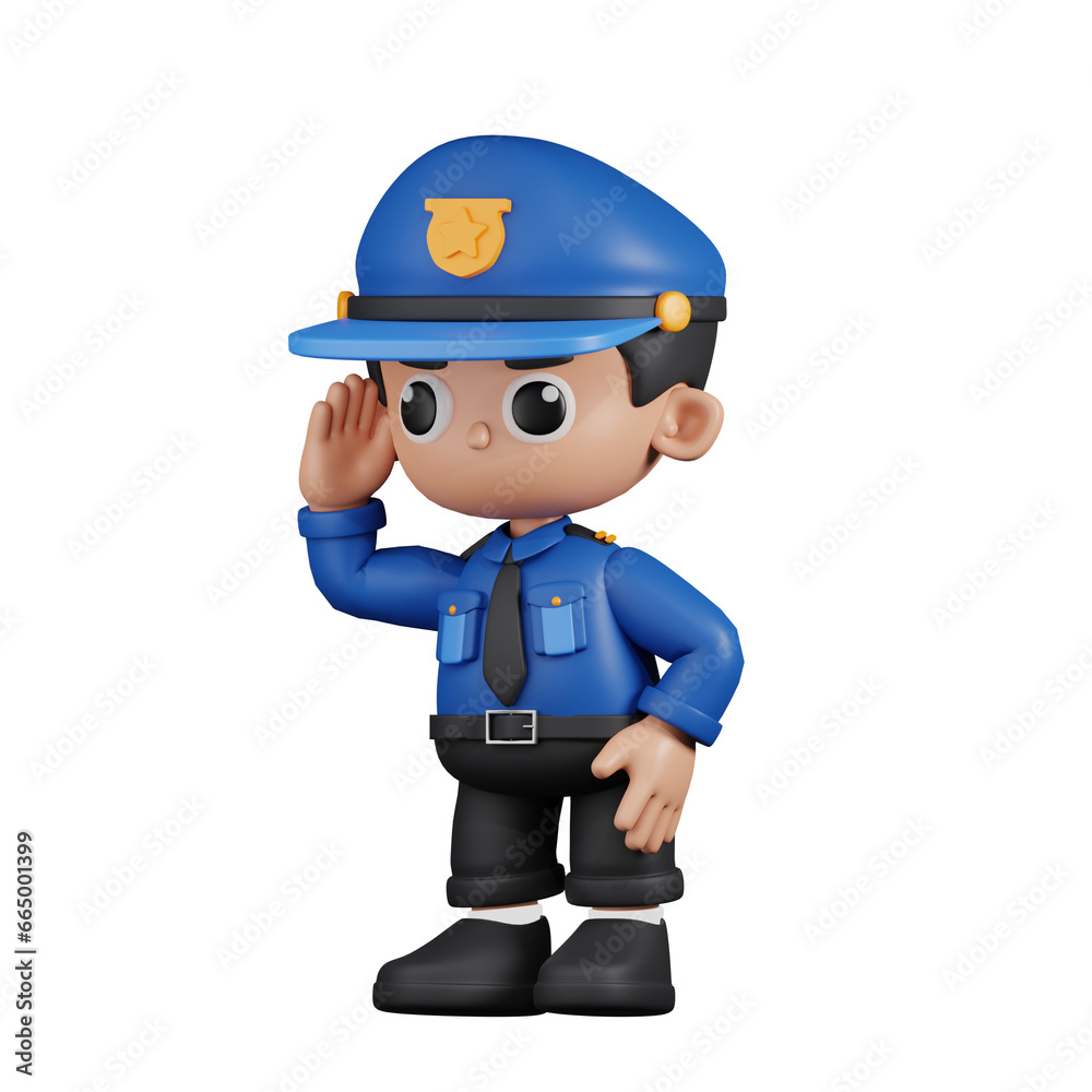 3d Character Policeman Looking Pose. 3d render isolated on transparent backdrop. 3d Character Policeman Looking Pose. 3d render isolated on transparent backdrop.