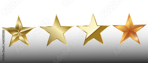 Star. Set of gold stars in golden style. Vector illustration.