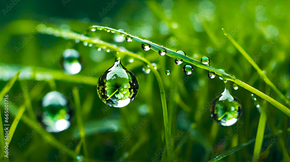 Dew-Kissed, A Macro Grassy-Dewdrops Dew-Kissed, A Macro Grassy-Dewdrops
