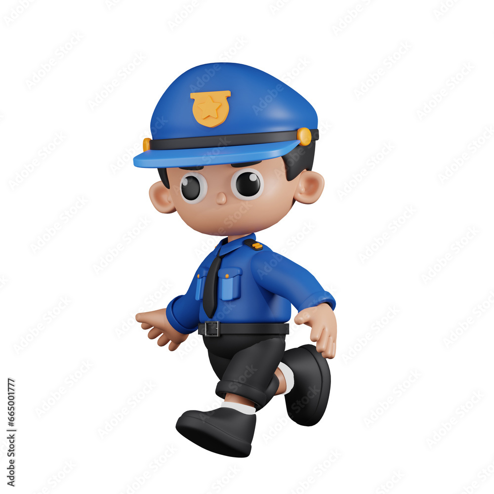 3d Character Policeman Running Pose. 3d render isolated on transparent backdrop. 3d Character Policeman Running Pose. 3d render isolated on transparent backdrop.