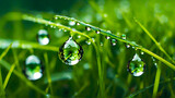 Dew-Kissed, A Macro  Grassy-Dewdrops