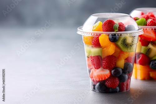 Fresh fruit salad to go with copy space. © MKhalid