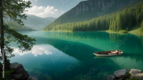 Beautiful lake in the mountains landscape